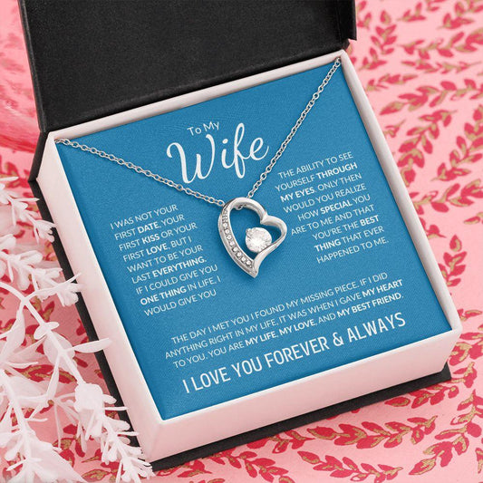 To My Wife (Blue Card) | I Love You Forever & Always | Forever Love Necklace - ALL4THEGIFTOFIT