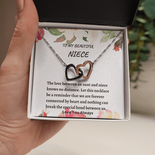 To My Beautiful Niece | Love You Always | Interlocking Hearts Necklace - ALL4THEGIFTOFIT