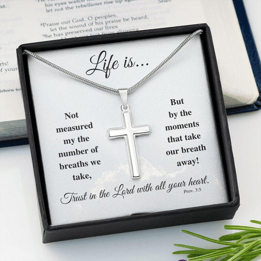 Life Is... | Cross Necklace - Gift for Easter, Confirmation, Birthdays, Holidays - ALL4THEGIFTOFIT