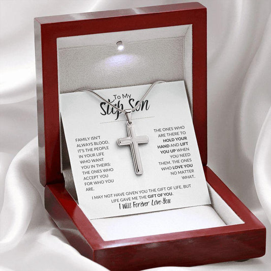 To My Step Son | I Will Forever Love You | Cross Necklace - ALL4THEGIFTOFIT